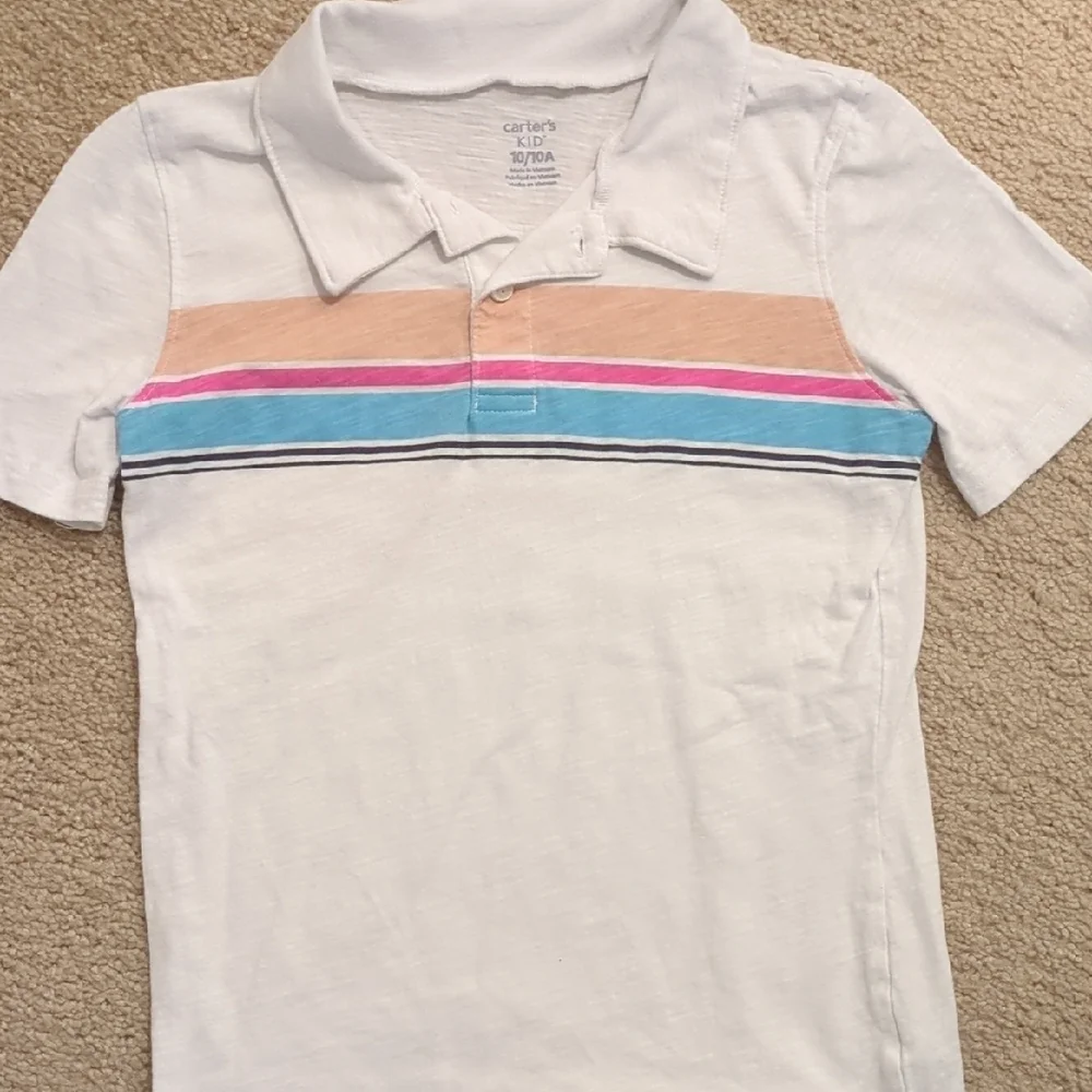 Carter's Polo with Pink, Blue, and Tan Stripes
